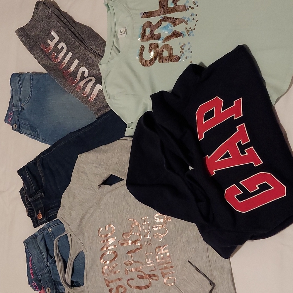GAP 7 Piece GIRLS Pants and Tops, Hoodie BUNDLE like NEW